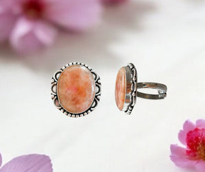 Anillo de alpaca con mineral piedra sol