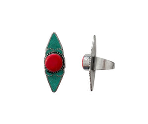 Anillo de turquesa y coral