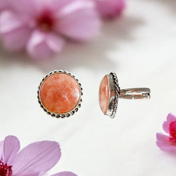 Anillo de alpaca y mineral piedra sol 