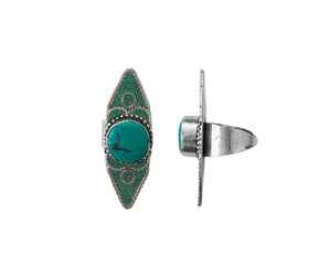 Anillo de turquesa montado en alpaca