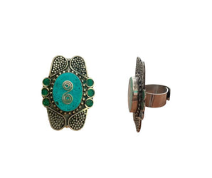 Anillo de piedras naturales y alpaca 