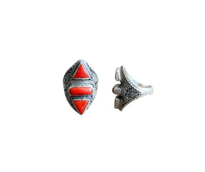 Anillo de plata y coral