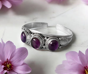 Brazalete amatista y alpaca
