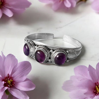 Brazalete amatista y alpaca
