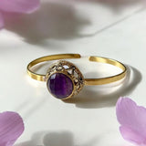 Brazalete de latón y piedra amatista