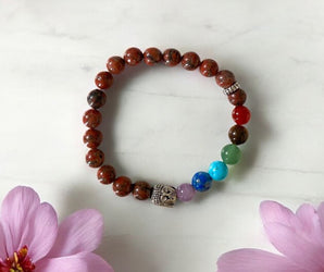 Pulsera de jaspe rojo y Chakras 