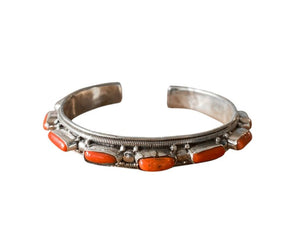 Brazalete de plata de ley 925 con coral