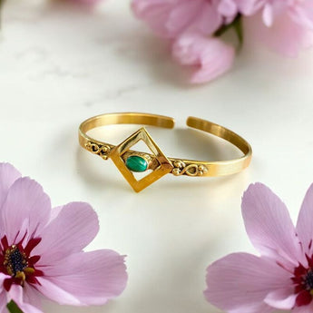 Brazalete de latón con malaquita 