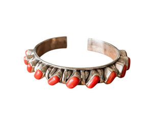 Brazalete de playa de ley 925 con coral