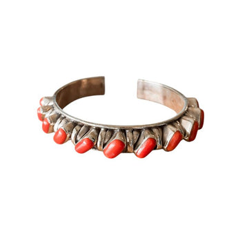 Brazalete de playa de ley 925 con coral