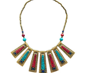 Collar de latón con minerales naturales 