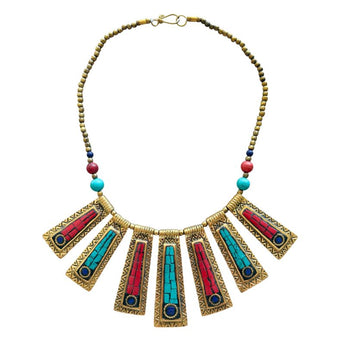Collar de latón con minerales naturales 