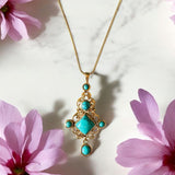 Collar de latón con turquesa 