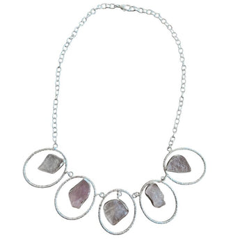 Collar de alpaca y cuarzo rosa