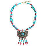 Collar con cuentas de colores y figura colgante 
