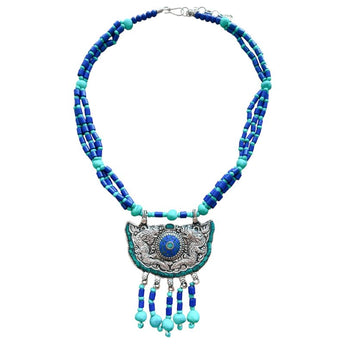 Collar de alpaca y cuentas de colores 