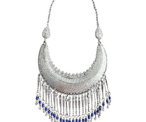 Collar de alpaca con cuentas de lapislázuli 