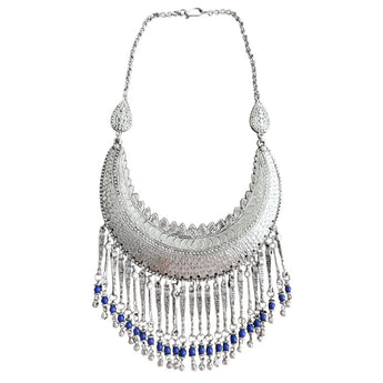 Collar de alpaca con cuentas de lapislázuli 