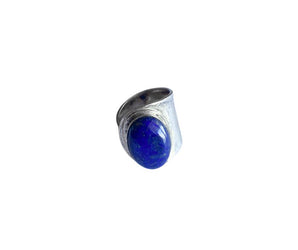 Anillo ajustable de piedra natural y de plata de Ley 925 