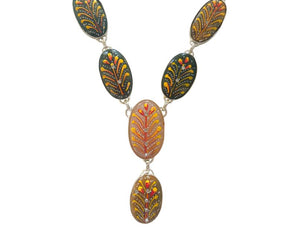Collar de alpaca con piedras naturales pintadas a mano por el señor Shakti
