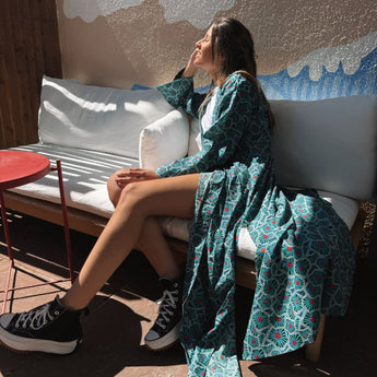 Kimono con estampado geométrico y étnico