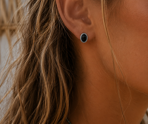 Pendientes óvalo ónix