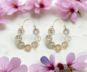 Pendientes de latón con diseño 7 chakras 