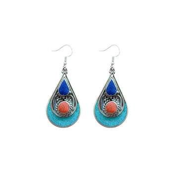 Pendientes con gancho de plata y piedras naturales 