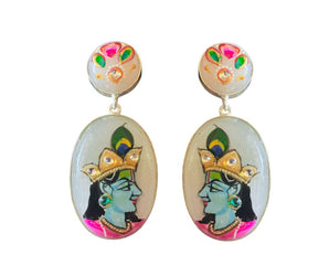Pendientes pintados a mano por Shakti, de minerales naturales 