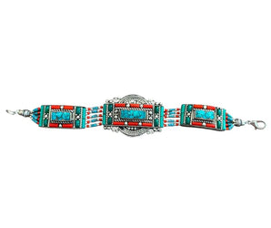 Pulsera étnica de alpaca con minerales naurales