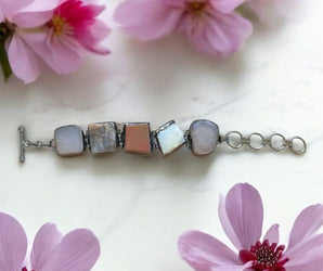 Pulsera de alpaca con minerales naturales