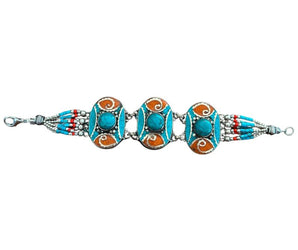Pulsera étnica de alpaca y minerales 