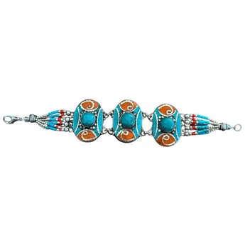 Pulsera étnica de alpaca y minerales 