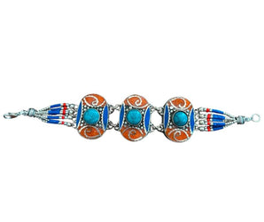 Pulsera étnica de alpaca y minerales 