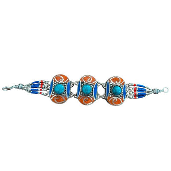 Pulsera étnica de alpaca y minerales 